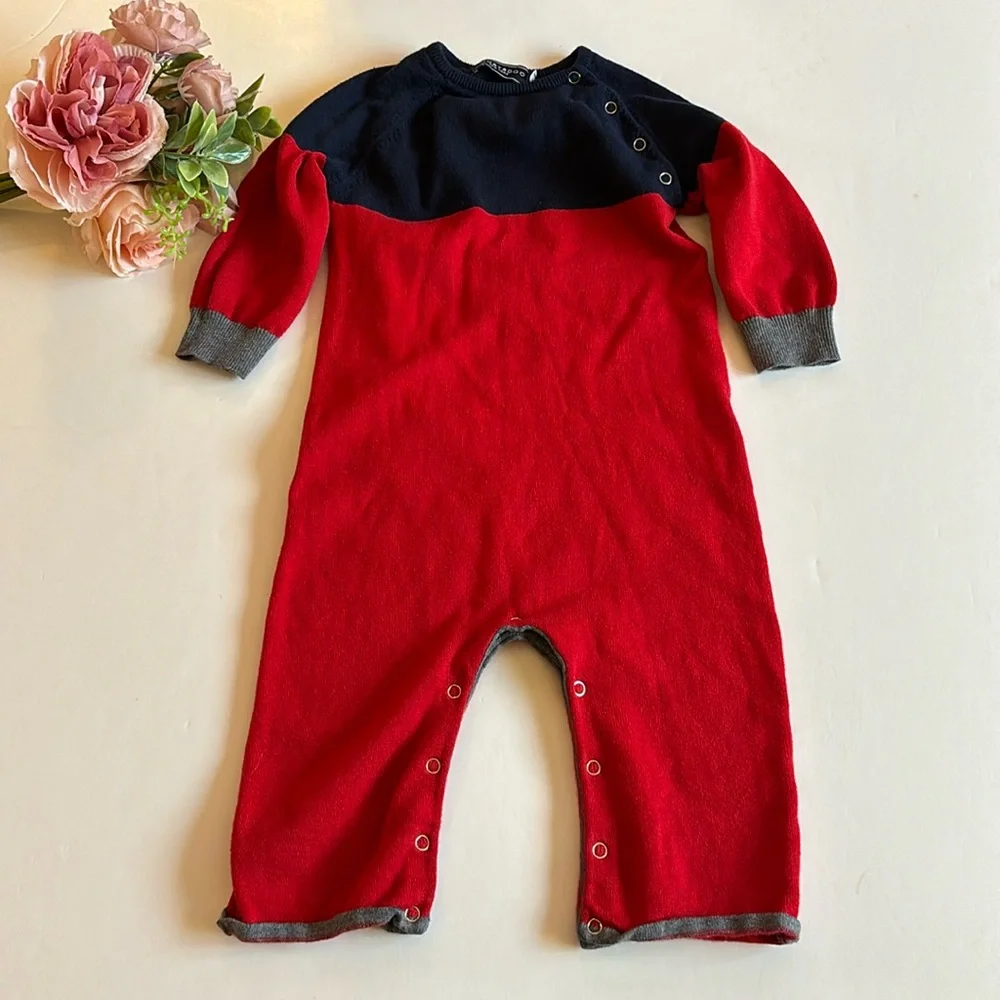 Toobydoo Red and blue sweater onesie 18-24 month Snap bottom ToobyDoo